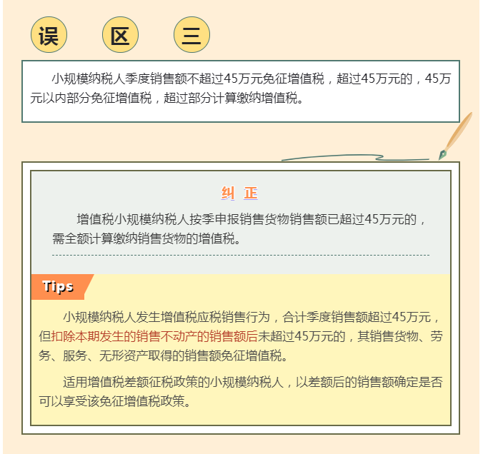 季度銷售額不超過45萬元免征增值稅， 4個常見誤區(qū)要注意！